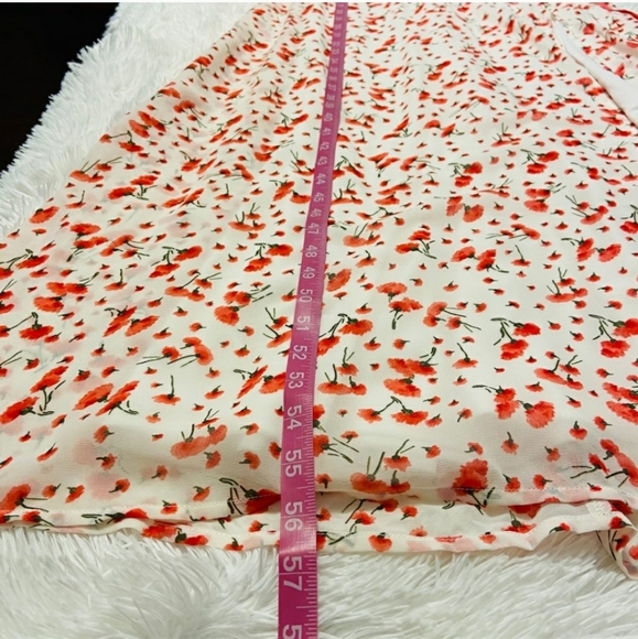 Lulus White + Red Floral Puff Sleeve Maxi Dress - Picture 6 of 6